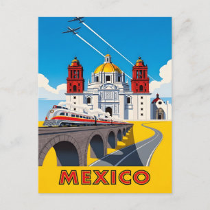 Carte Postale Faire-part Voyage au Mexique vintage