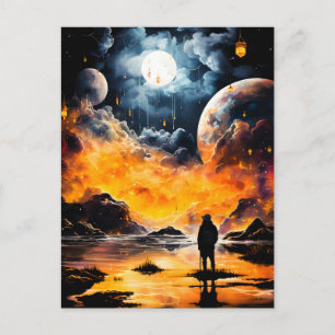Carte Postale Faire-part Voyageur astronaute Horizon cosmique Journey