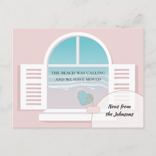 Carte Postale Faire-part Vue sur la plage du nouveau domicile Changement d'