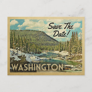Carte Postale Faire-part Washington Sauvez La Date Mountains River Snow