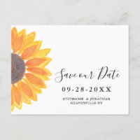 Watercolor Sunflower Wedding Enregistrer La Date