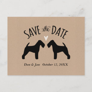 Carte Postale Faire-part Welsh Terrier Silhouettes Mariage Enregistrer la d