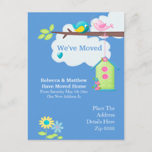 Carte Postale Faire-part Weve Moved Maison Oiseau et arbre