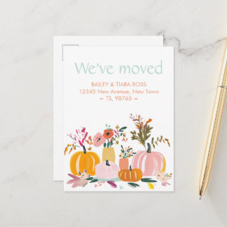 Carte Postale Faire-part We've Moved Modern Pumpkin Fall Colors