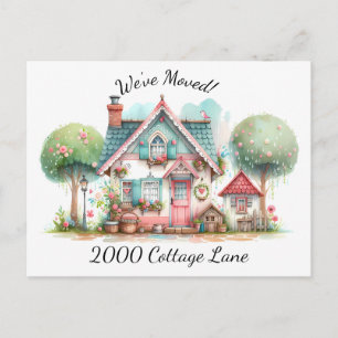 Carte Postale Faire-part Whimsical Pastel Fairy Tale Cottage Art