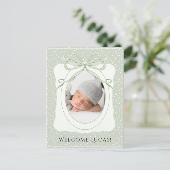 Carte Postale Faire-part Whimsical Polkadot Baby Birth (Debout devant)