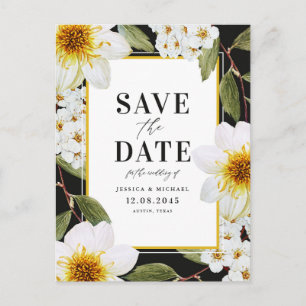 Carte Postale Faire-part White Dahlia et Spirea Botanical Enregistrer la da