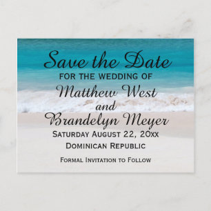 Carte Postale Faire-part White Sand Beach Ocean Waves Save the Date Mariage