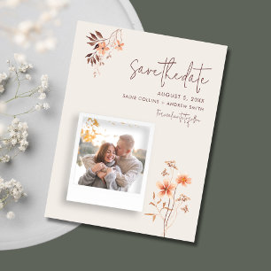 Carte Postale Faire-part Wildlfower Boho Mariage QR Code Enregistrer la dat