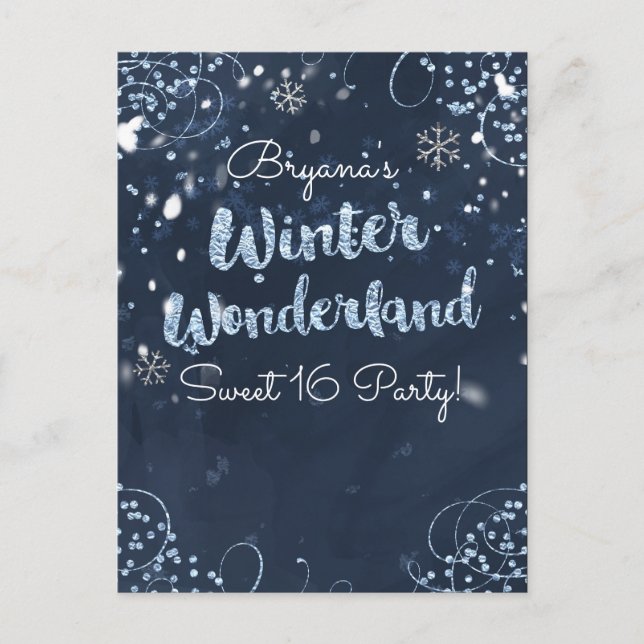 Carte Postale Faire-part Winter Wonderland Blue Event Enregistrer la date (Devant)