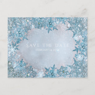 Carte Postale Faire-part Winter Wonderland Snowflakes Blue Enregistrer la d