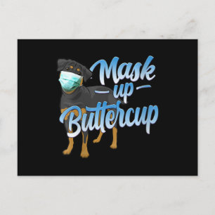 Carte Postale Faire-part Womens Rottweiler Dog with mask