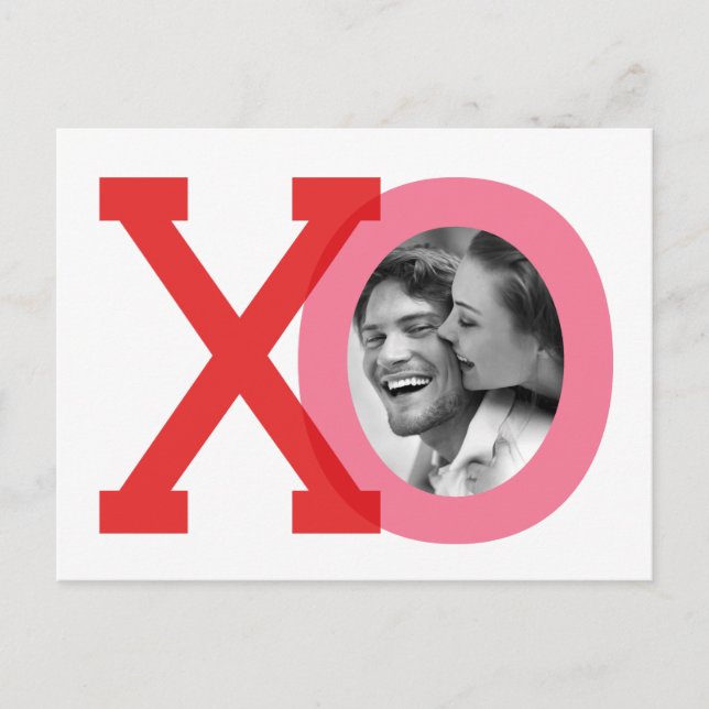 Carte Postale Faire-part XO Red Mariage Valentine Enregistrer Date Photo Ca (Devant)