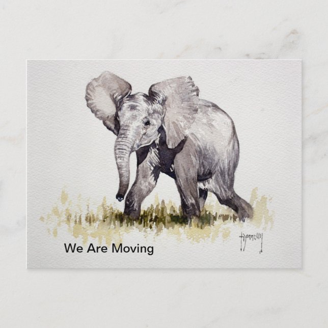 Carte Postale Faire-part Young Elephant We Are Moving Post Card (Devant)