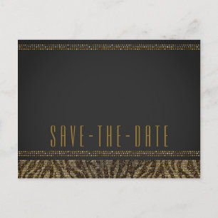 Carte Postale Faire-part Zebra Sparkle Sequins Glam Chic Enregistrer la Dat