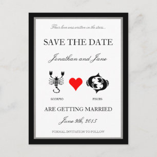 Carte Postale Faire-part Zodiac Love Save the Date (Scorpio/Pisces)