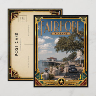 Carte Postale Fairhope Alabama Art Déco vintage de l'âge d'or