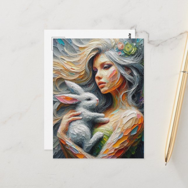 Carte Postale Fairy and her Bunny (Devant/Arrière en situation)