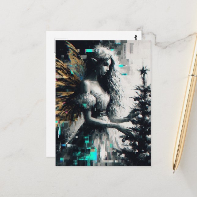 Carte Postale Fairy and her Christmas Tree Glitch (Devant/Arrière en situation)