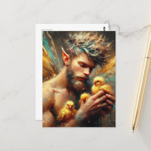 Carte Postale Fairy and his Buff Chicks