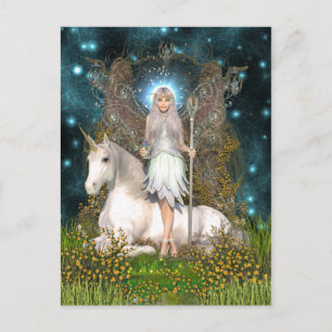 Carte postale Fairy Crystal et Unicorn