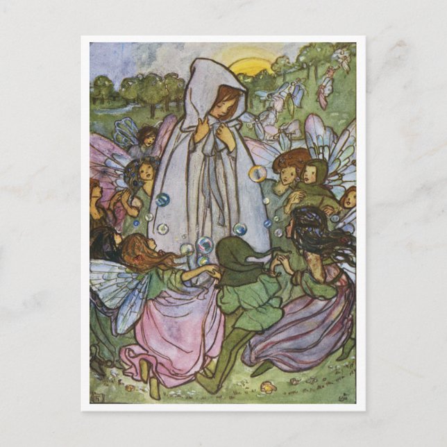 Carte postale Fairy Dance Vintage Illustration (Devant)