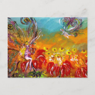 CARTE POSTALE FAIRY DES FLEURS ROUGES