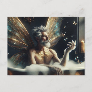 Carte Postale Fairy Elder Homme prend un bain