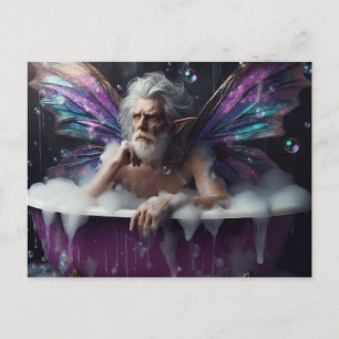 Carte Postale Fairy King prend un bain dans un bain pourpre