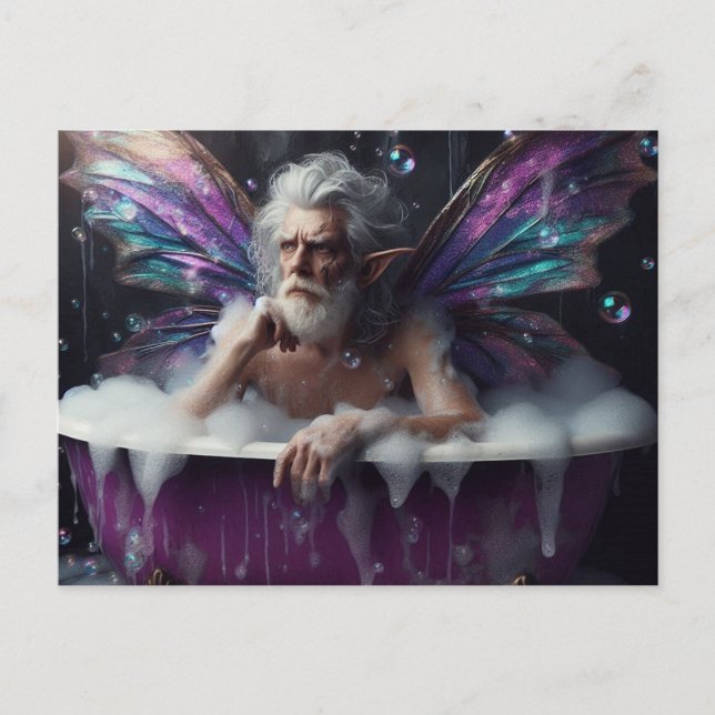 Carte Postale Fairy King prend un bain dans un bain pourpre (Devant)