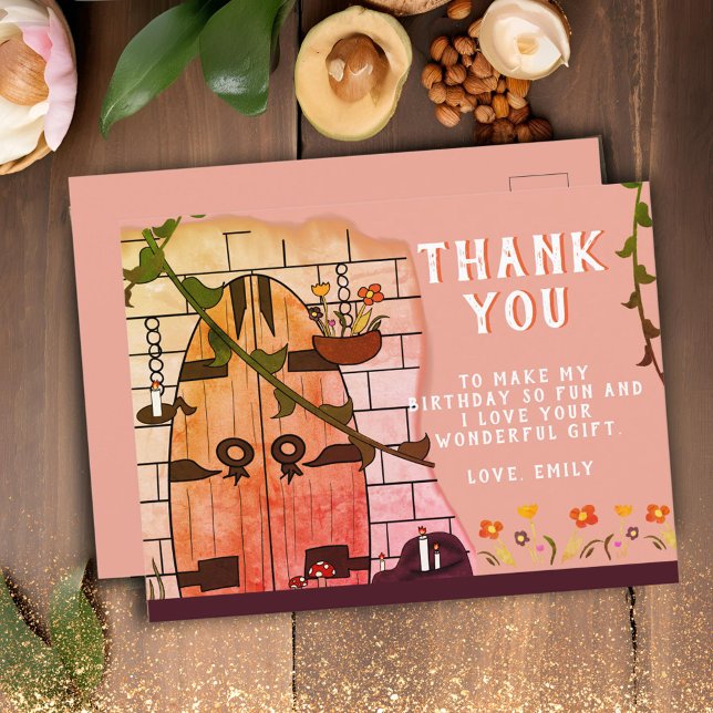 Carte Postale Fairy Tale Castle Door Flower Anniversaire Merci (Créateur téléchargé)