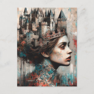 Carte Postale Fairy Tale Queen Castle sur sa tête