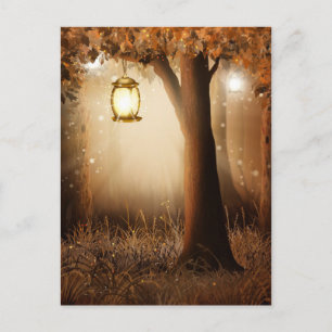 Carte Postale Fairytale Fairy Tale Forest Tree and Lampe