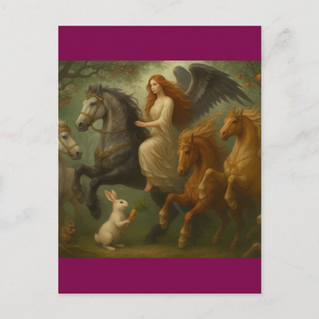 Carte Postale Fairytale Horses and Angel Postcard (Devant)