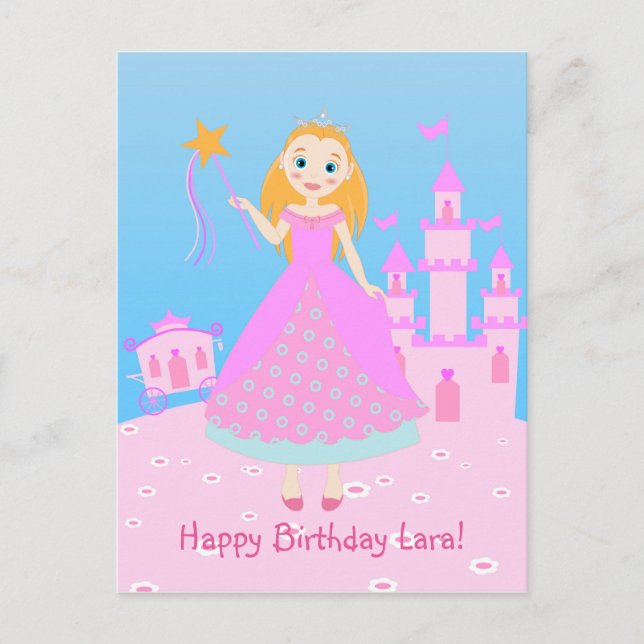 Carte Postale Fairytale Princess à Pink Birthaday (Devant)