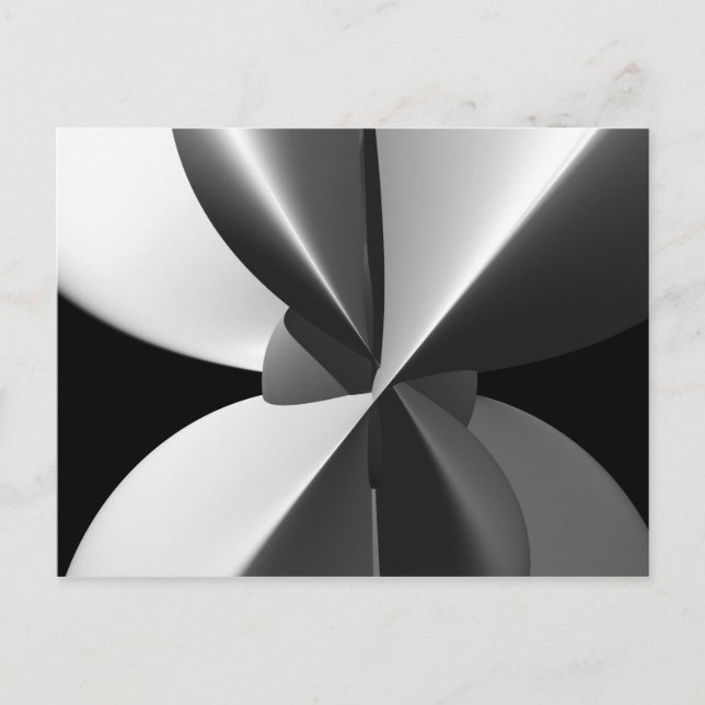 Carte Postale Faisceau Noir & Blanc fin Abstrait Fractal (Devant)