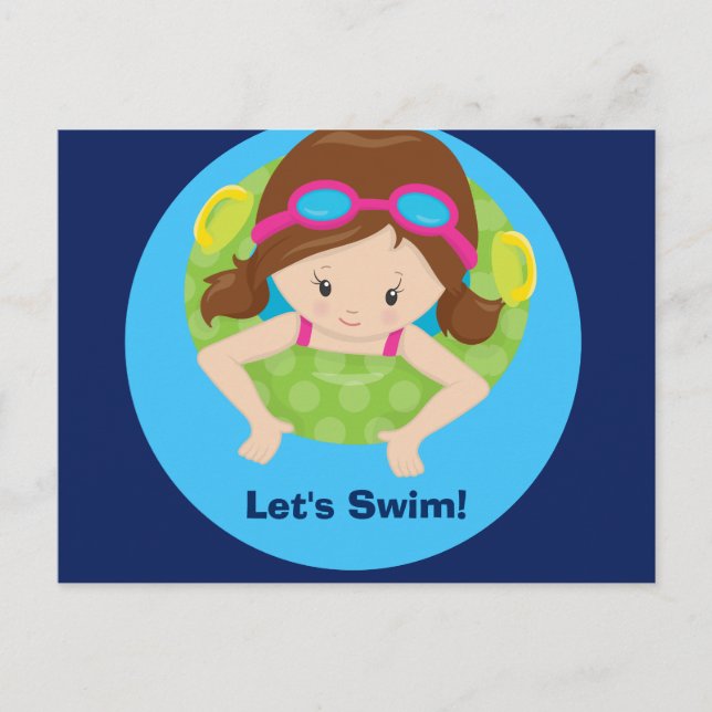 Carte Postale Faisons de la natation Fille Anniversaire Fête de  (Devant)