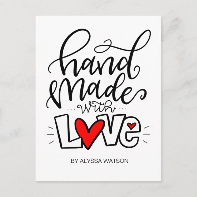 CARTE POSTALE FAIT À LA MAIN AVEC AMOUR, (Devant)