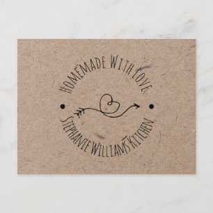 Carte Postale Fait Maison avec Amour   Papier Kraft Faux  Flèche