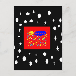 CARTE POSTALE FAIT POUR KAREN ROUGE ET BLACK BLANC NOMMÉ