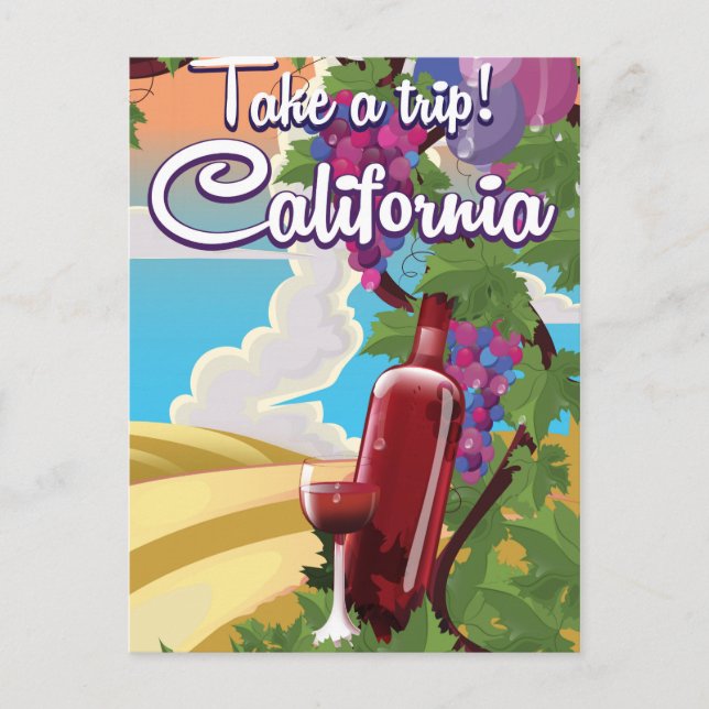 Carte Postale Faites un voyage ! Affiche de voyage pour le vin v (Devant)