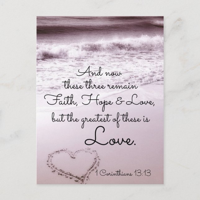 Carte Postale Faith Hope Love, 1 Corinthiens 13:13, Ocean Beach (Devant)