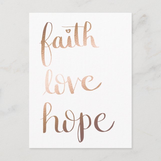 Carte postale Faith Love Hope Gold Foil (Devant)