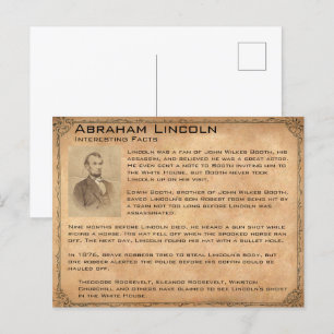 Carte Postale Faits intéressants sur Abraham Lincoln