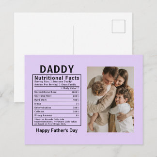Carte Postale Faits nutritionnels personnalisés pour la fête des