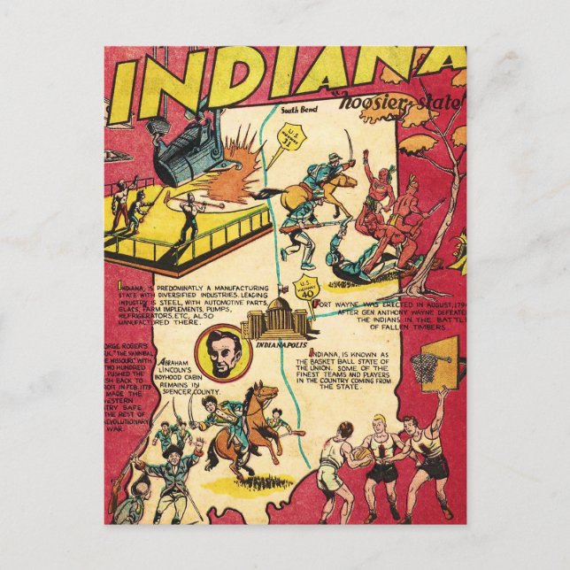 Carte Postale Faits sur Indiana (Devant)