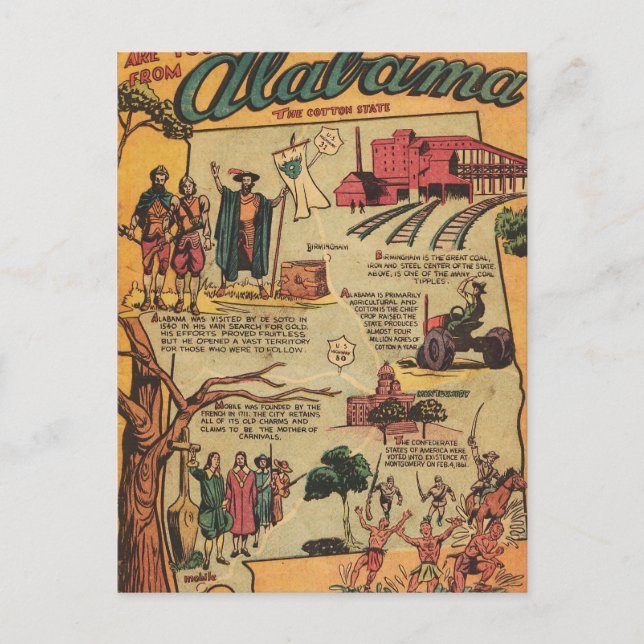 Carte Postale Faits sur l'Alabama (Devant)