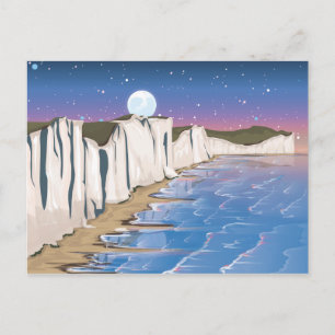 Carte Postale Falaises du coucher de soleil au bord de l'océan