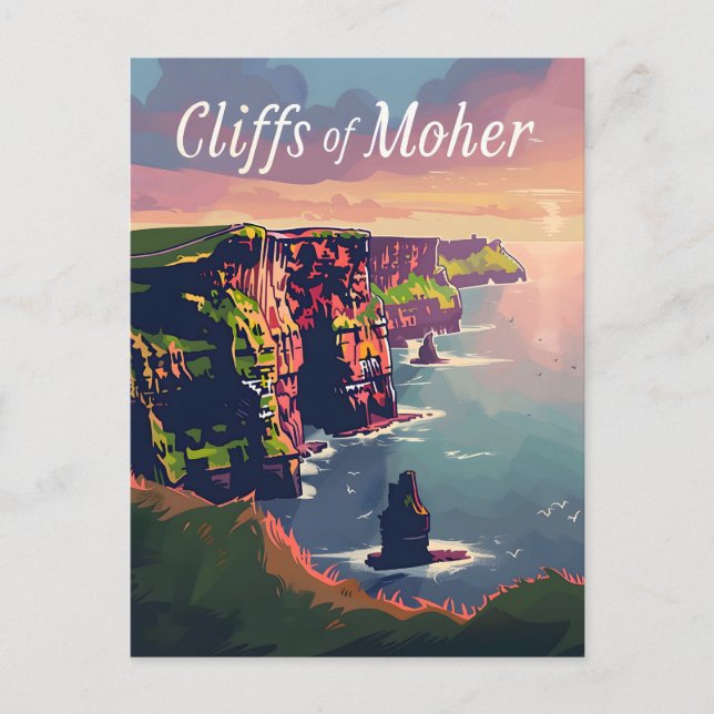 Carte Postale Falaises du coucher de soleil de Moher (Devant)