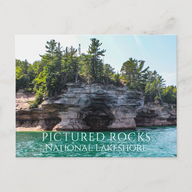 Carte Postale Falaises et grottes, lac Supérieur, roches photogr (Devant)